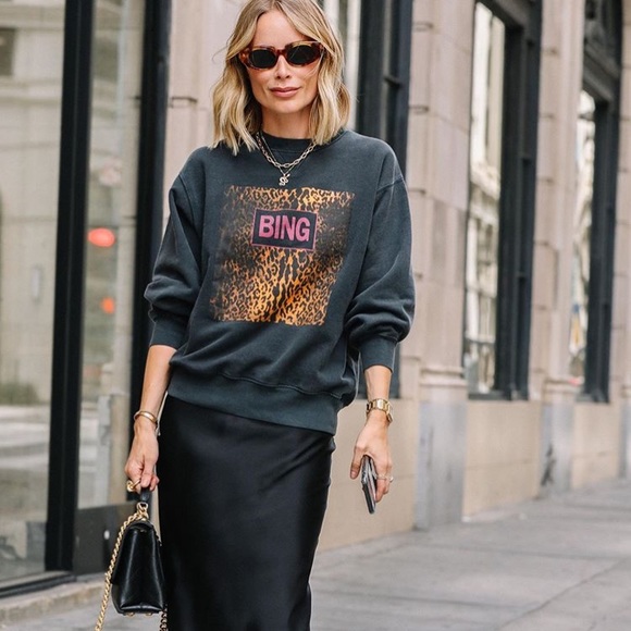 anine bing leopard sweatshirt